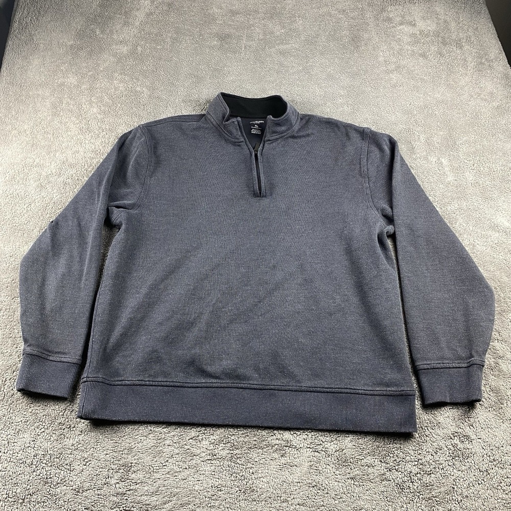 Van Heusen French Ribbed 1/4 Zip Sweater‎ Mens XL Charcoal Gray Classic Fit